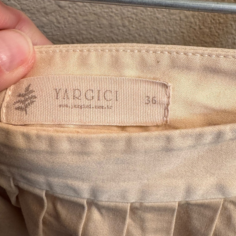 YARGICI Cotton Women’s Tan Cream Pleated Mini Skirt EUR Size 36 - Picture 6 of 16